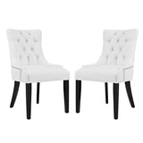 Hollow Vinyl Dining Side Chair Set of 2 in White