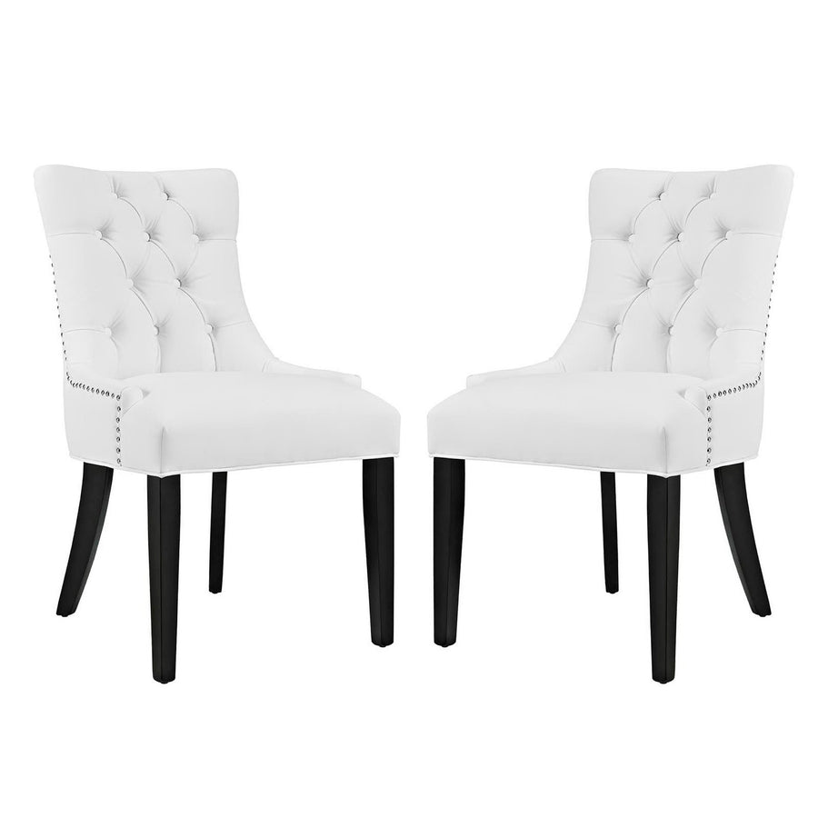 Hollow Vinyl Dining Side Chair Set of 2 in White