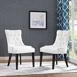 Hollow Vinyl Dining Side Chair Set of 2 in White