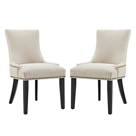 Marquis Fabric Dining Side Chair Set of 2 in Beige