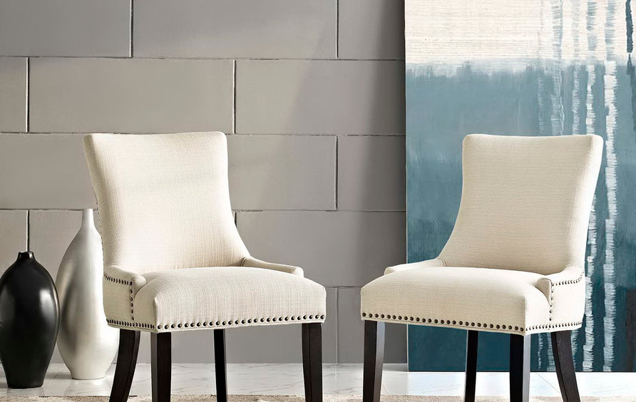 Vista Fabric Dining Side Chair Set of 2 in Beige