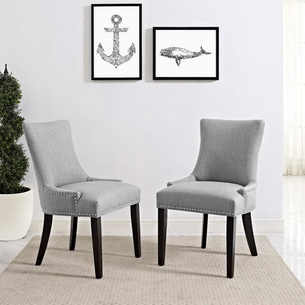 Marquis Fabric Dining Side Chair Set of 2 in Light Gray