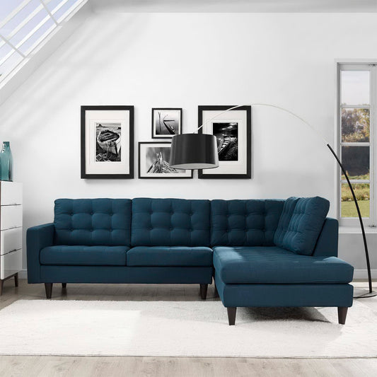 Empress 2 Piece Upholstered Fabric Right Facing Bumper Sectional by Furniture for America