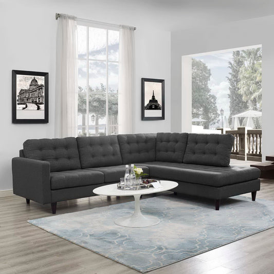 Empress 2 Piece Upholstered Fabric Right Facing Bumper Sectional by Furniture for America