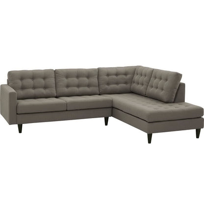 Empress 2 Piece Upholstered Fabric Right Facing Bumper Sectional by Furniture for America