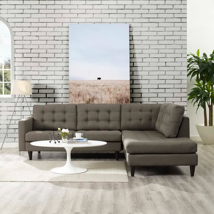 Empress 2 Piece Upholstered Fabric Right Facing Bumper Sectional by Furniture for America