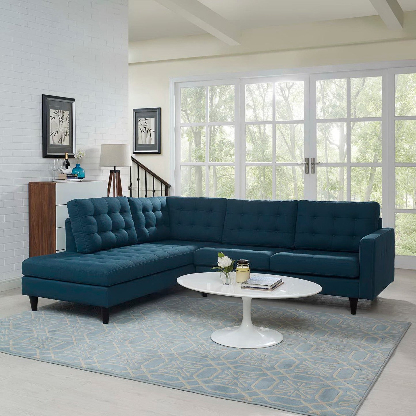 Empress 2 Piece Upholstered Fabric Left Facing Bumper Sectional by Furniture for America