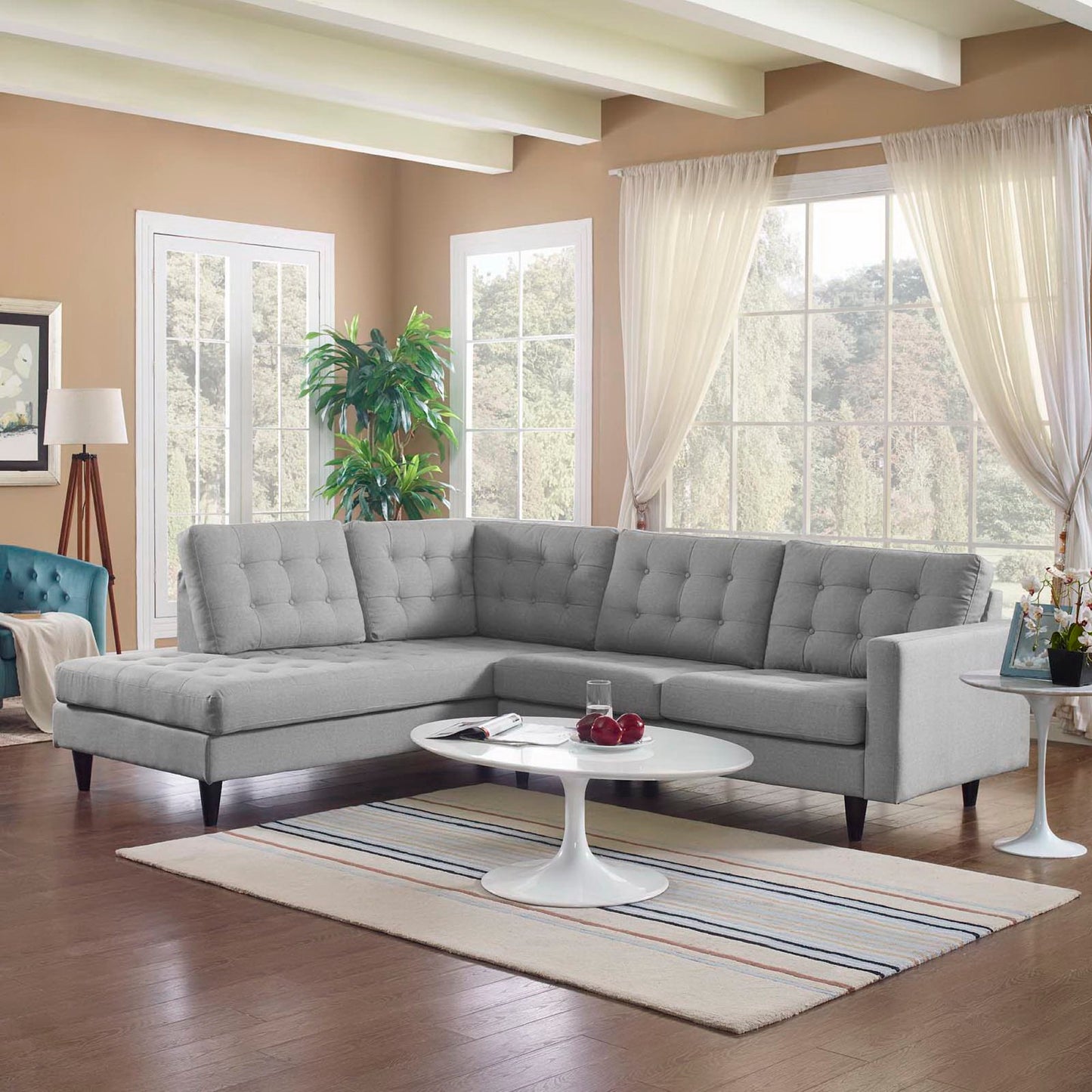 Empress 2 Piece Upholstered Fabric Left Facing Bumper Sectional by Furniture for America