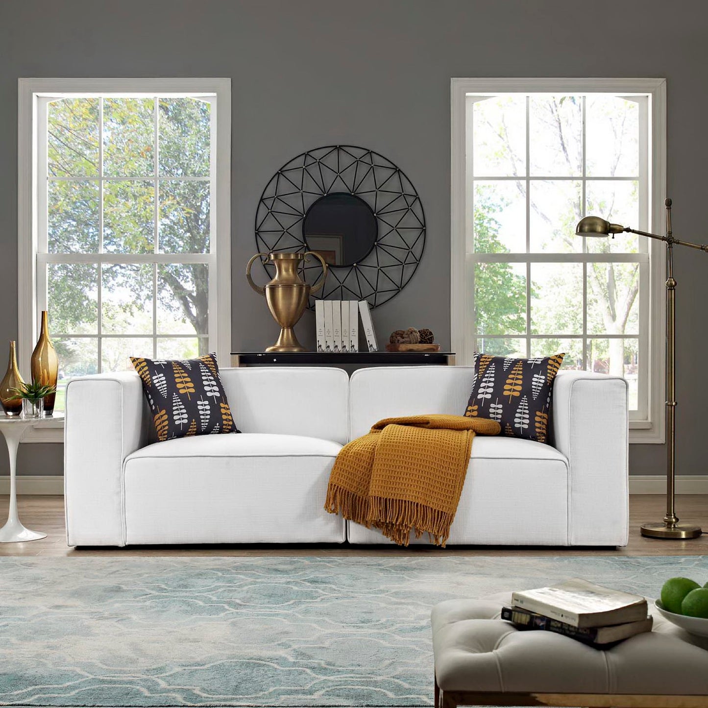 Mingle 2 Piece Upholstered Fabric Sectional Sofa Set by Furniture for America