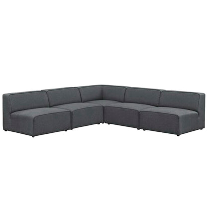Mingle 5 Piece Upholstered Fabric Armless Sectional Sofa Set by Furniture for America