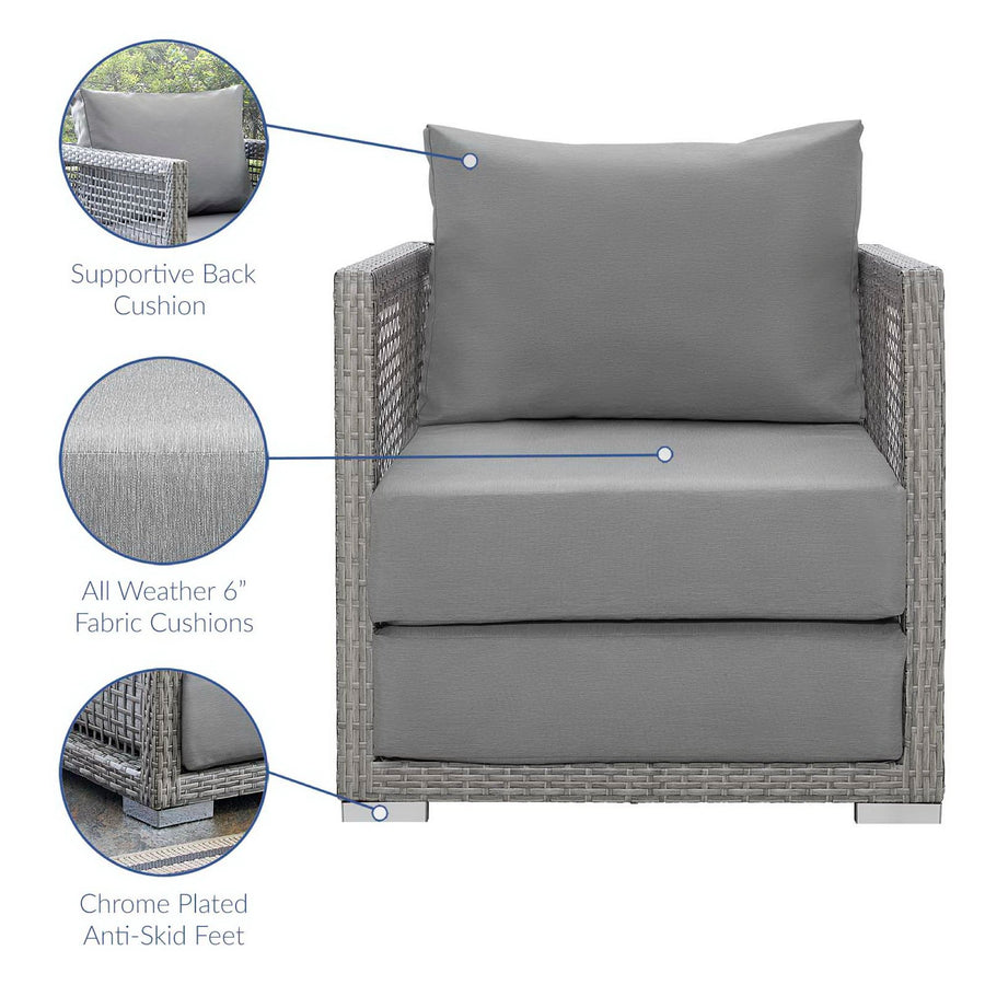 Cinder Rattan Outdoor Patio Armchair in Gray Gray