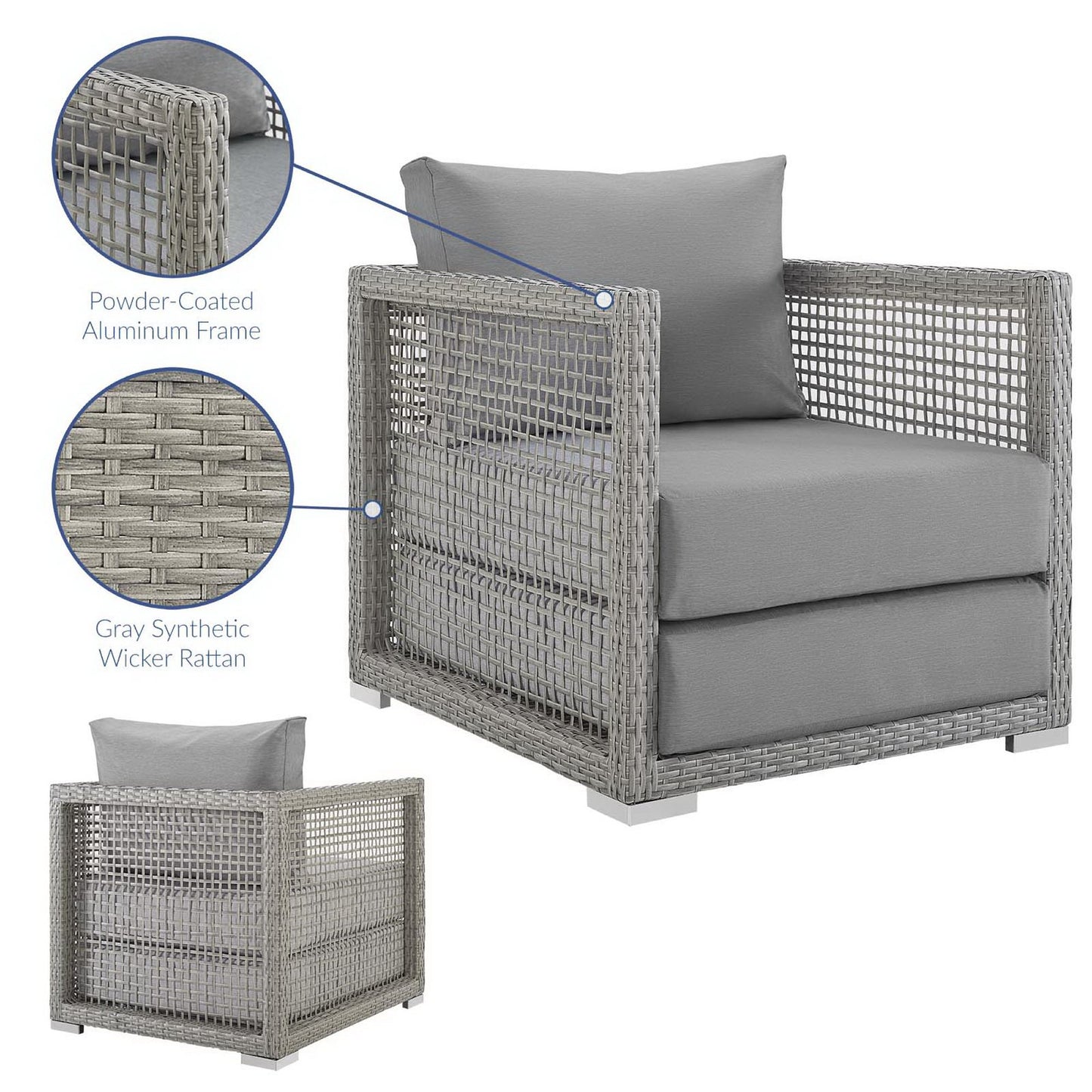 Aura Rattan Outdoor Patio Armchair by Furniture For America