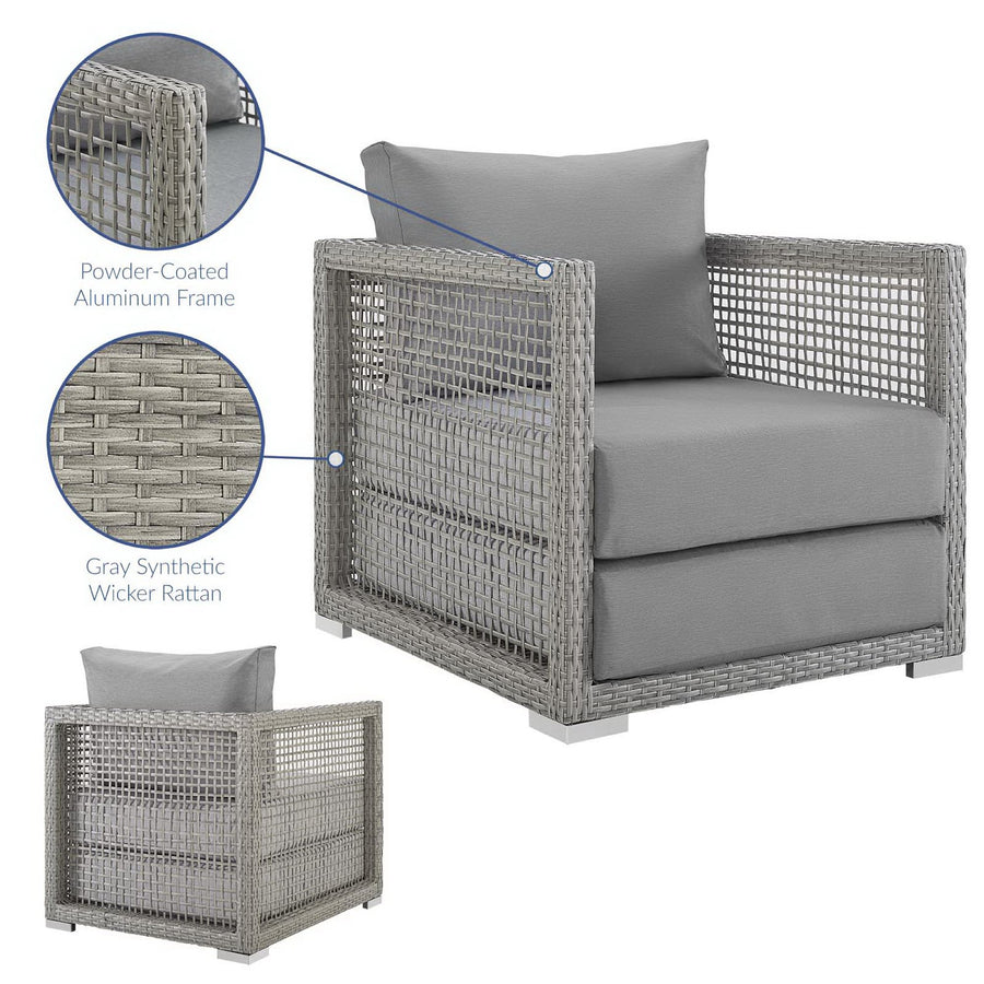 Cinder Rattan Outdoor Patio Armchair in Gray Gray