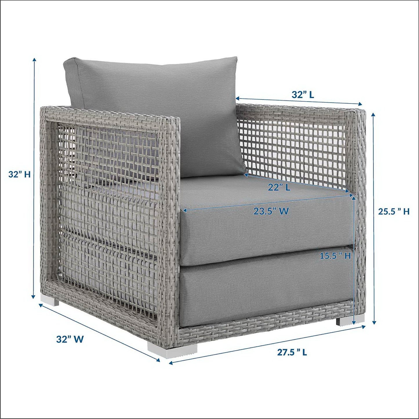 Aura Rattan Outdoor Patio Armchair by Furniture For America