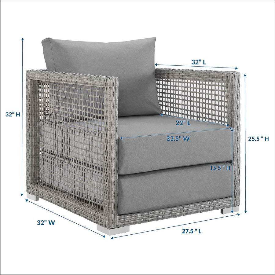 Cinder Rattan Outdoor Patio Armchair in Gray Gray