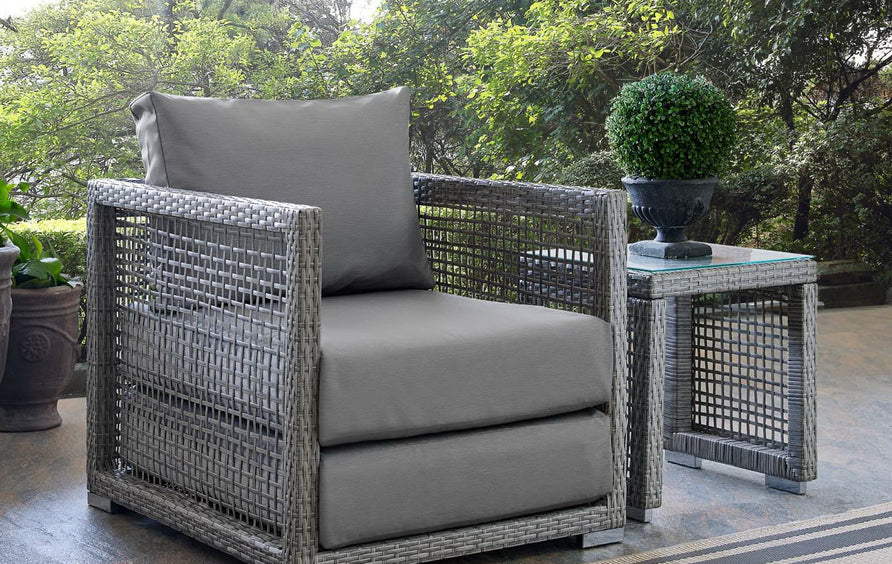 Cinder Rattan Outdoor Patio Armchair in Gray Gray