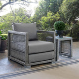 Cinder Rattan Outdoor Patio Armchair in Gray Gray