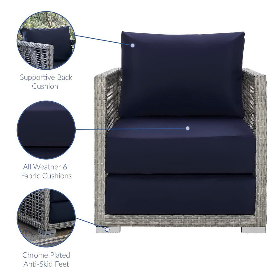 Cinder Rattan Outdoor Patio Armchair in Gray Navy