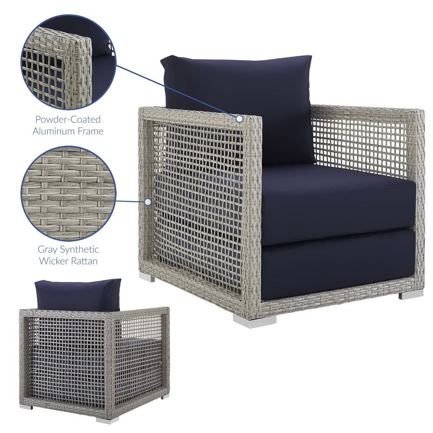 Aura Rattan Outdoor Patio Armchair by Furniture For America