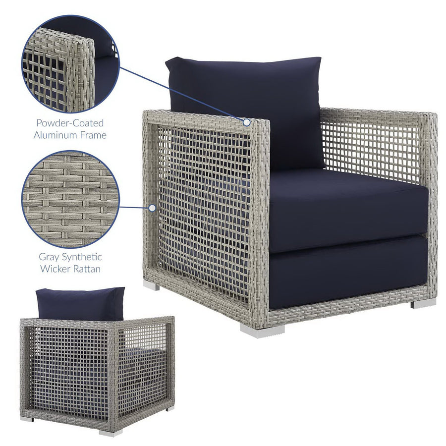 Cinder Rattan Outdoor Patio Armchair in Gray Navy