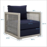 Cinder Rattan Outdoor Patio Armchair in Gray Navy