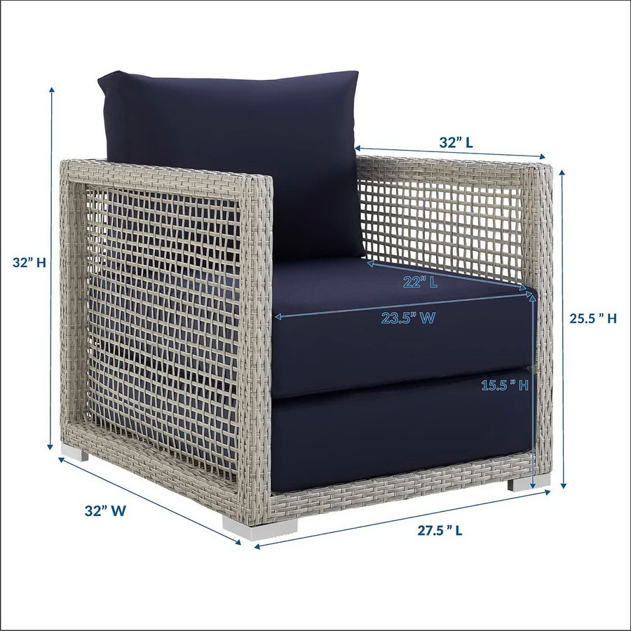 Cinder Rattan Outdoor Patio Armchair in Gray Navy
