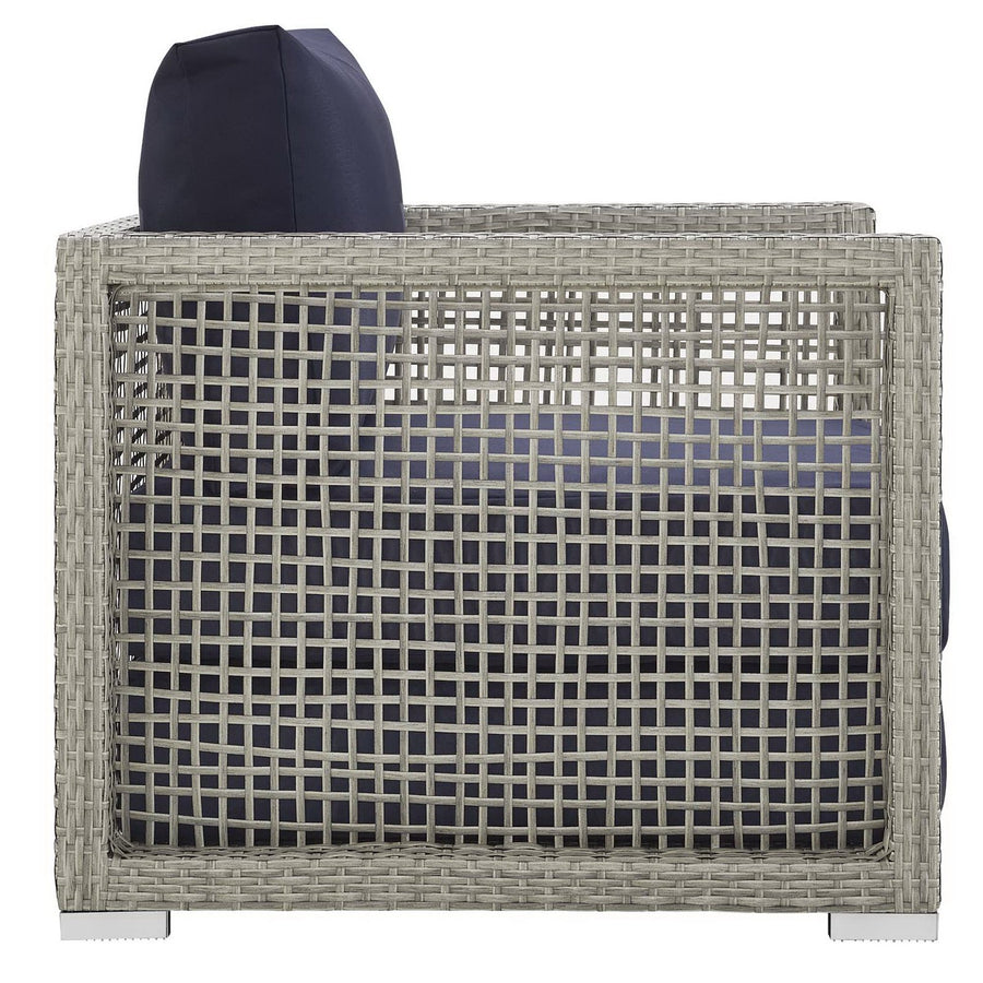 Cinder Rattan Outdoor Patio Armchair in Gray Navy