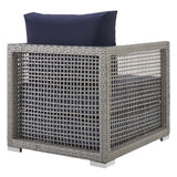 Cinder Rattan Outdoor Patio Armchair in Gray Navy