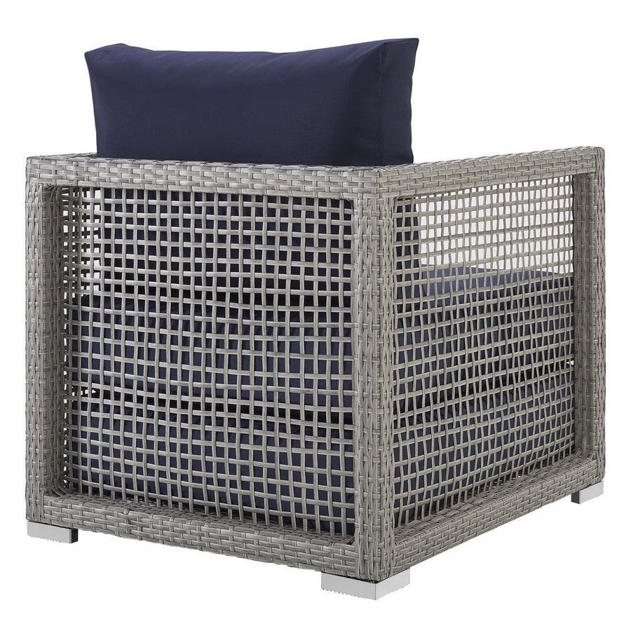 Cinder Rattan Outdoor Patio Armchair in Gray Navy