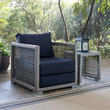 Cinder Rattan Outdoor Patio Armchair in Gray Navy