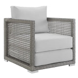 Cinder Rattan Outdoor Patio Armchair in Gray White