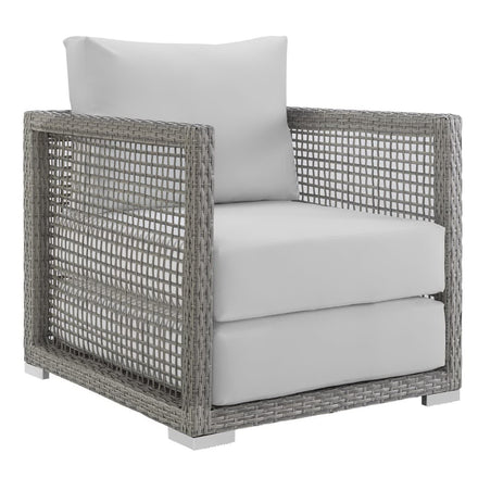 Aura Rattan Outdoor Patio Armchair in Gray White