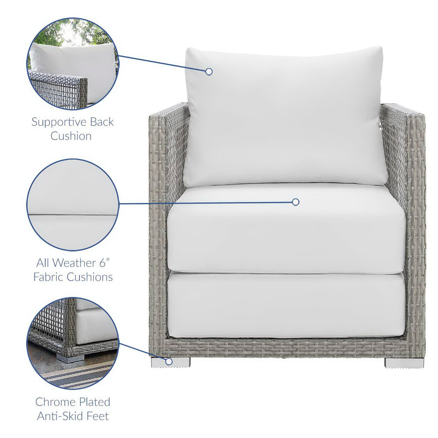 Cinder Rattan Outdoor Patio Armchair in Gray White