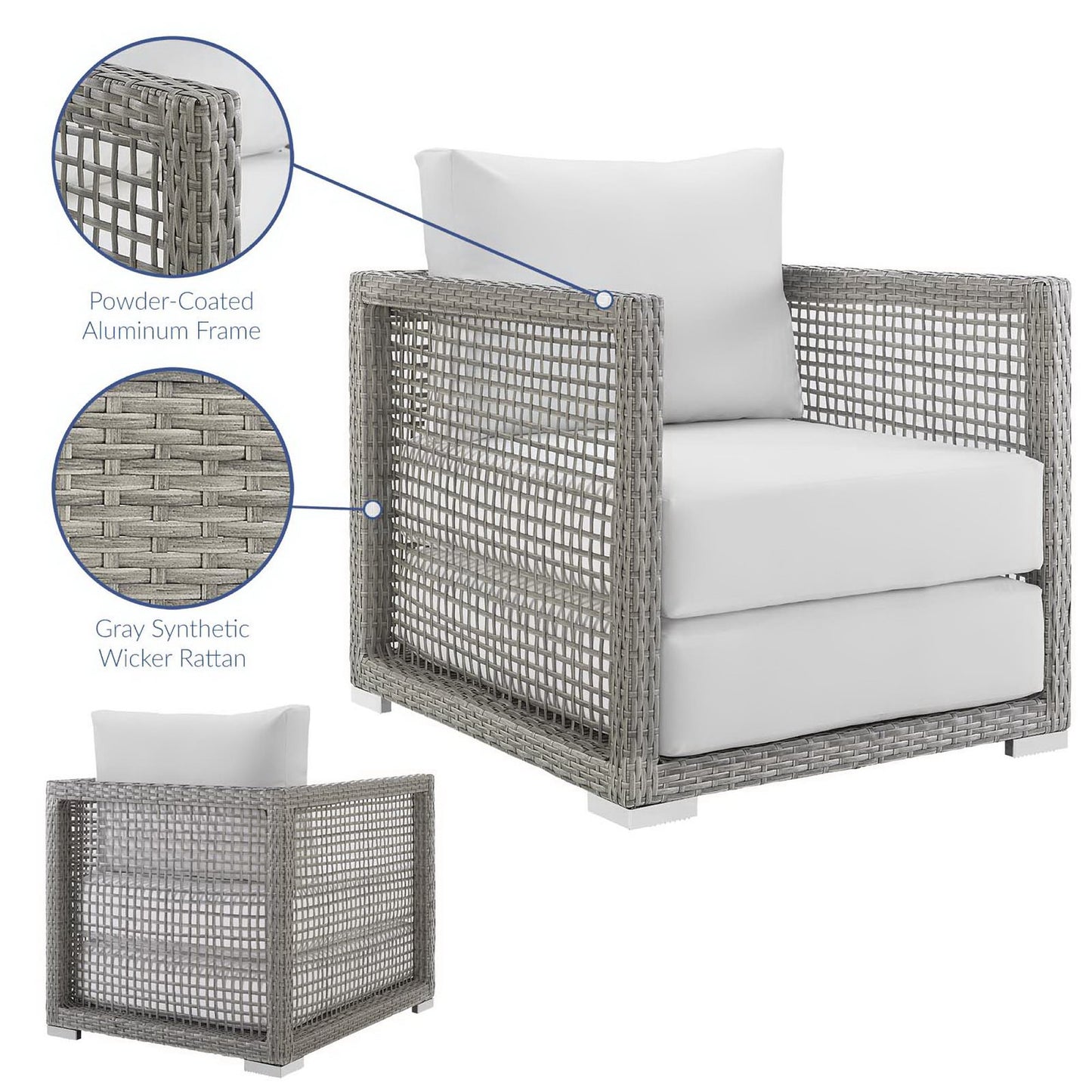 Aura Rattan Outdoor Patio Armchair by Furniture For America