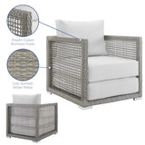 Cinder Rattan Outdoor Patio Armchair in Gray White