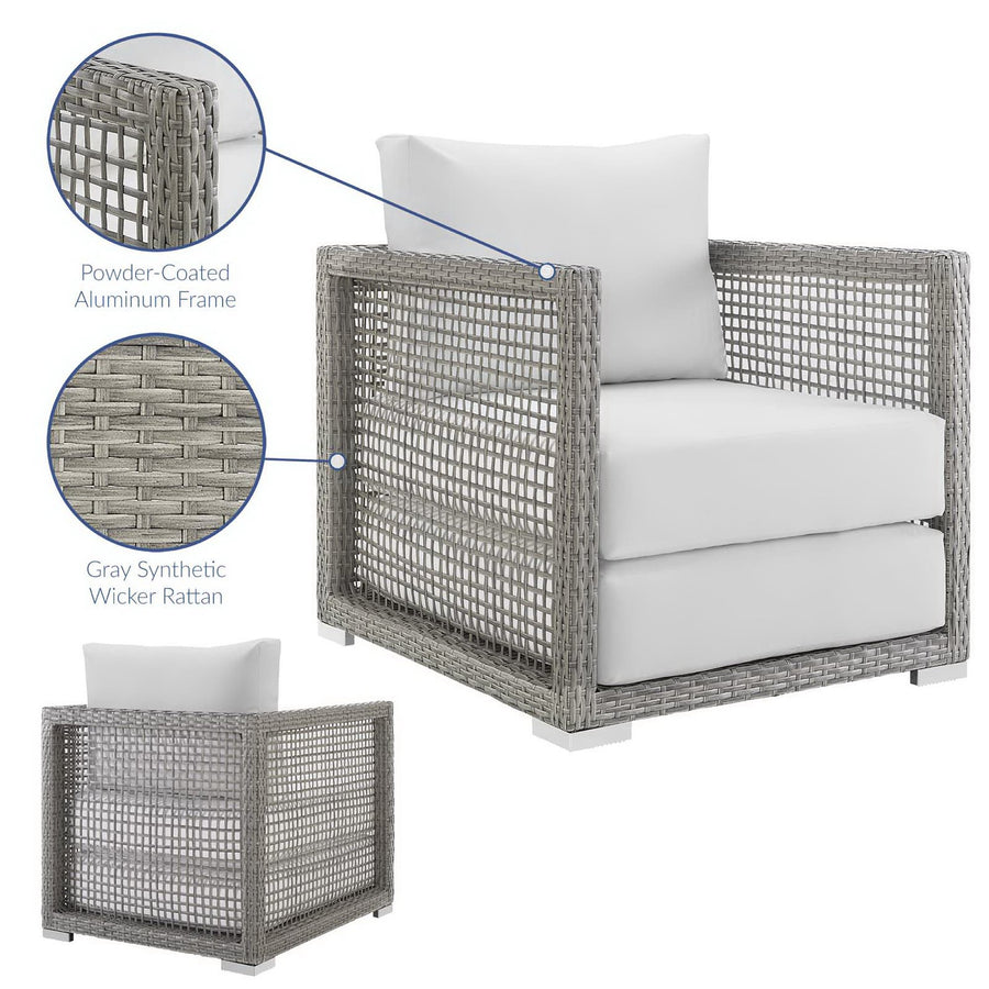 Cinder Rattan Outdoor Patio Armchair in Gray White