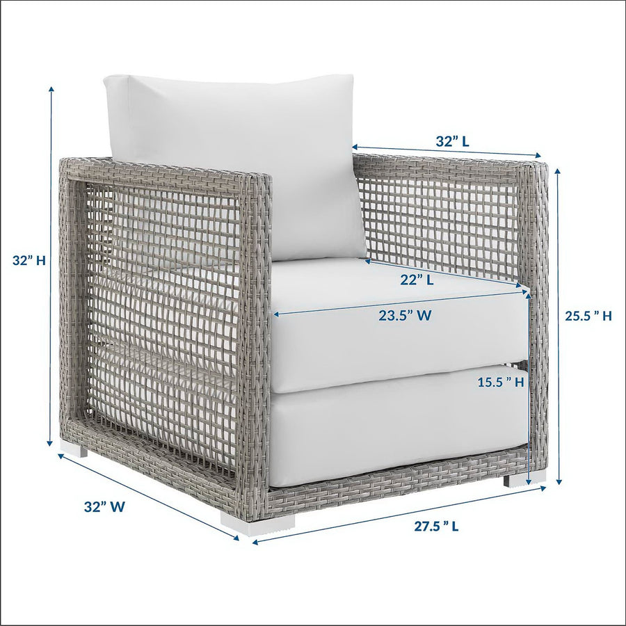 Cinder Rattan Outdoor Patio Armchair in Gray White