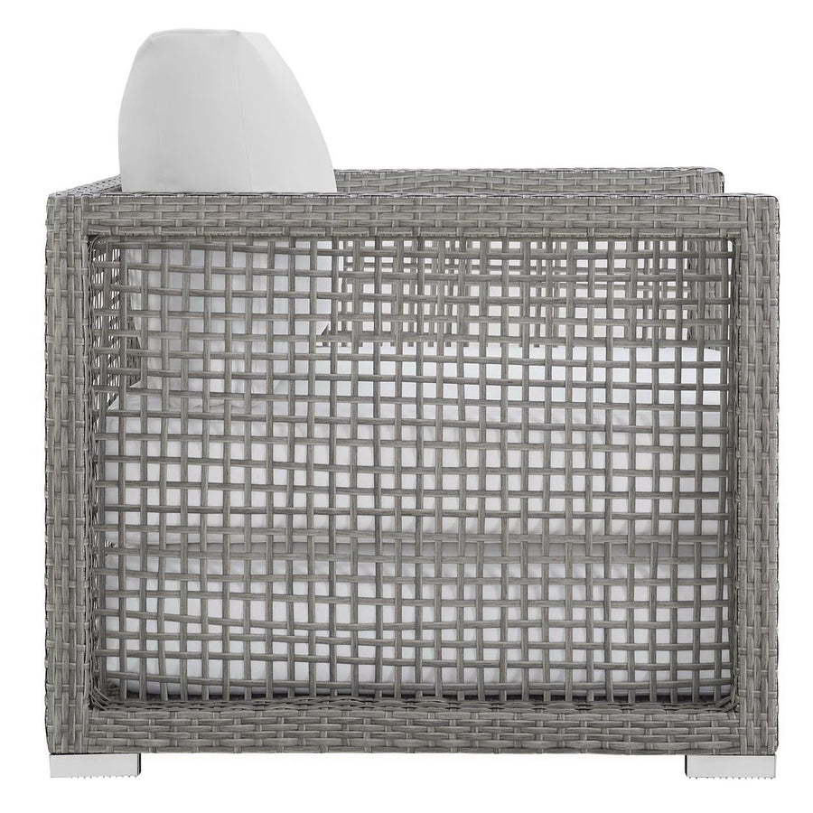 Cinder Rattan Outdoor Patio Armchair in Gray White