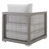 Cinder Rattan Outdoor Patio Armchair in Gray White