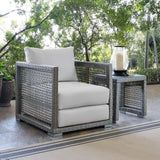 Cinder Rattan Outdoor Patio Armchair in Gray White