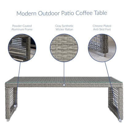 Aura Rattan Outdoor Patio Coffee Table by Furniture For America