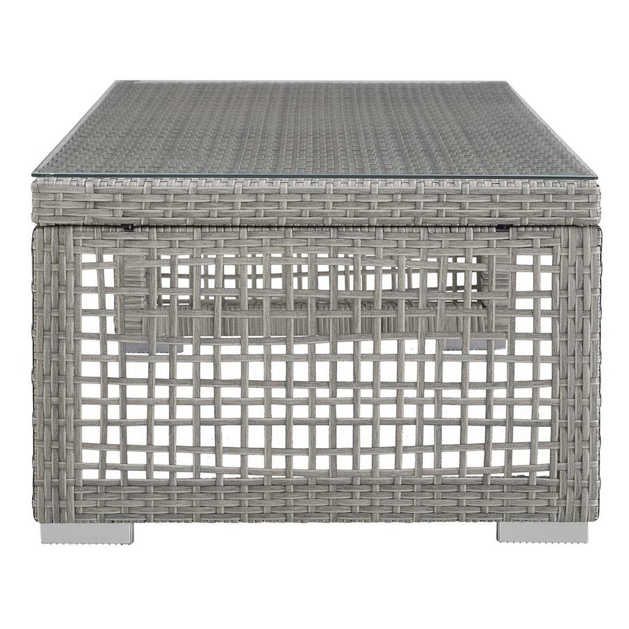 Cinder Rattan Outdoor Patio Coffee Table in Gray