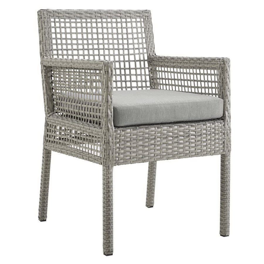 Cinder Outdoor Patio Wicker Rattan Dining Armchair in Gray Gray
