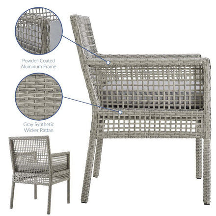 Aura 7 Piece Outdoor Patio Wicker Rattan Set in Gray Gray