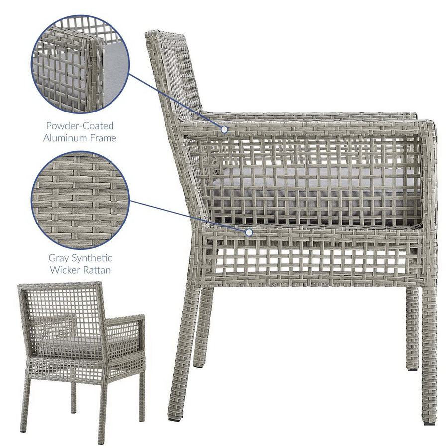 Cinder 7 Piece Outdoor Patio Wicker Rattan Set in Gray Gray