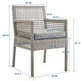 Cinder 7 Piece Outdoor Patio Wicker Rattan Set in Gray Gray