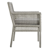 Cinder Outdoor Patio Wicker Rattan Dining Armchair in Gray Gray
