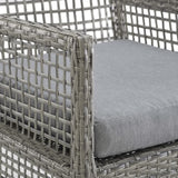 Cinder Outdoor Patio Wicker Rattan Dining Armchair in Gray Gray