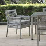 Cinder Outdoor Patio Wicker Rattan Dining Armchair in Gray Gray