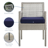 Cinder Outdoor Patio Wicker Rattan Dining Armchair in Gray Navy